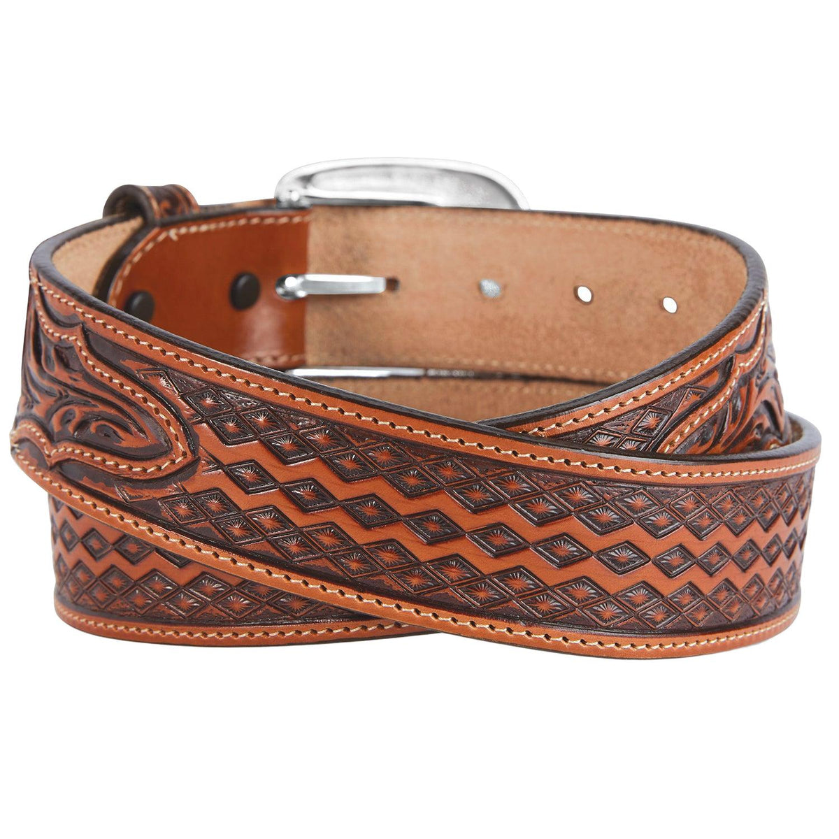 Leegin Justin Diamond Road Belt in style C14074, featuring a sleek design with diamond accents and a polished buckle.