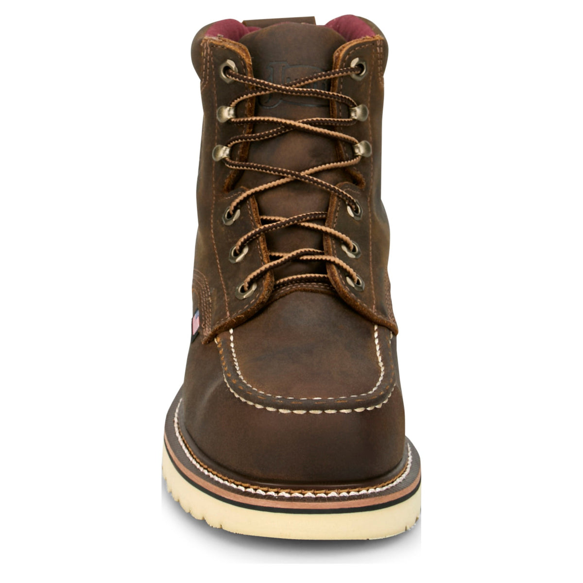 Justin Men's Akron 6" Waterproof Steel Mocc Toe Work Boot, Hickory – toe