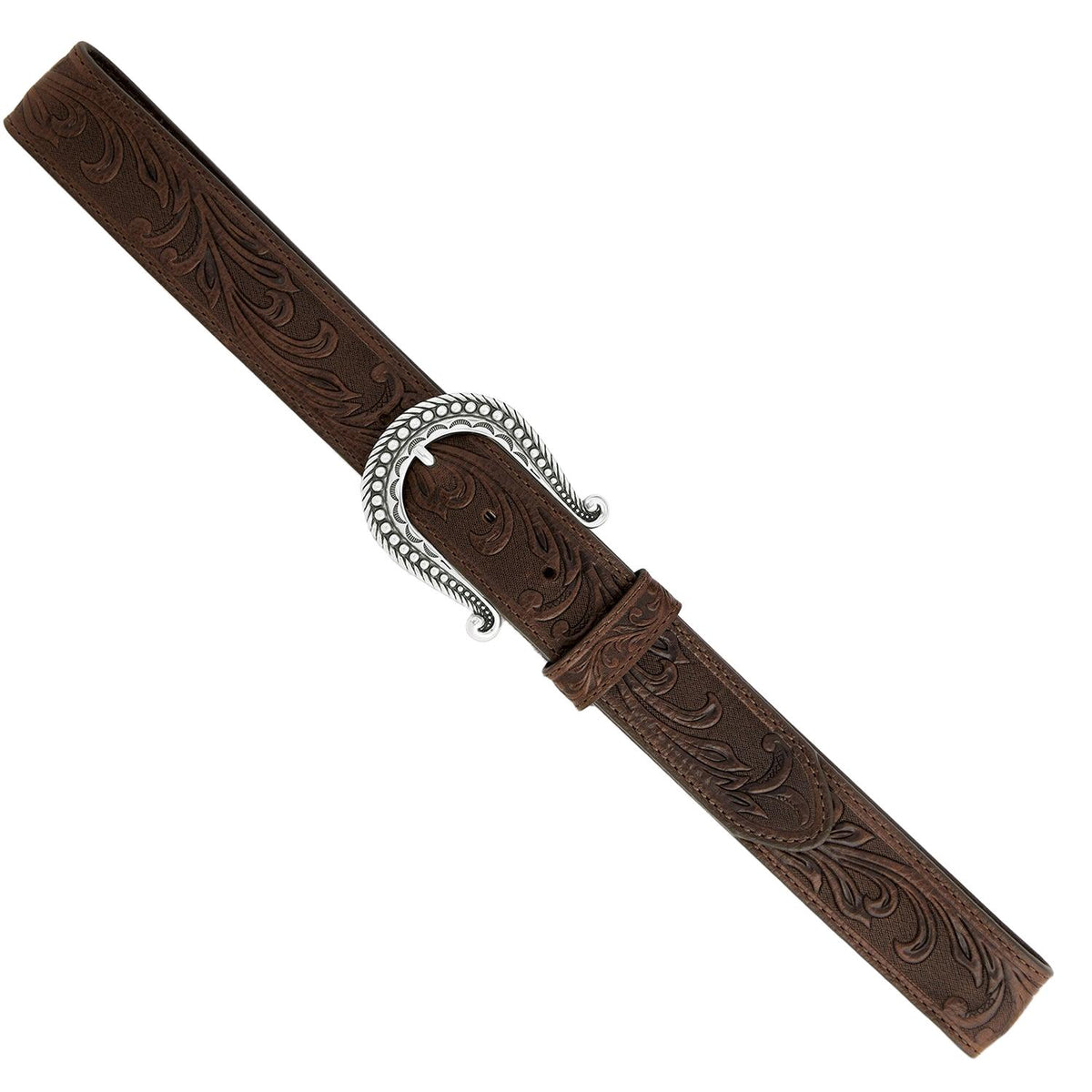Leegin Justin Paris Vine Belt with floral vine design, brown leather strap, and buckle detail.