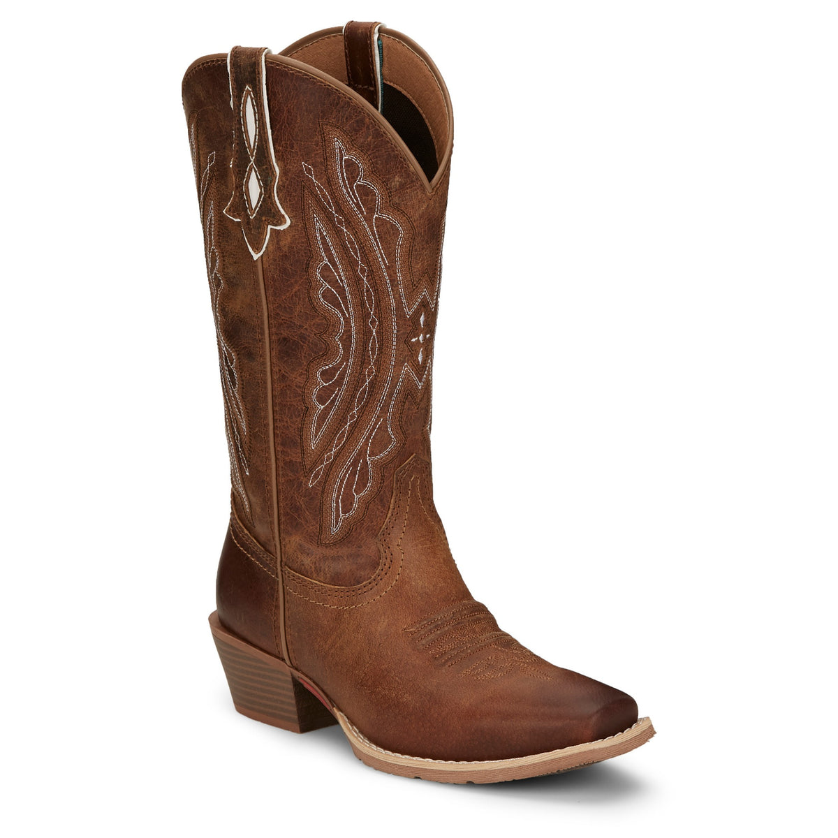 Justin Women's Rein Waxy Western Boot, Brown – 3-4 front