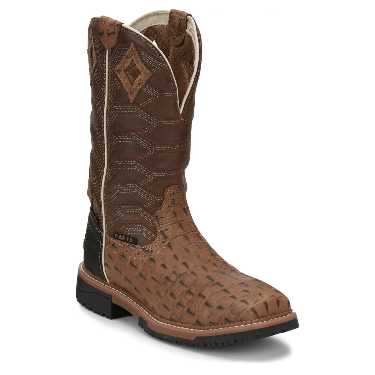 Derrickman Caramel Croc Print / Men’s WP Wide Square Comp Toe