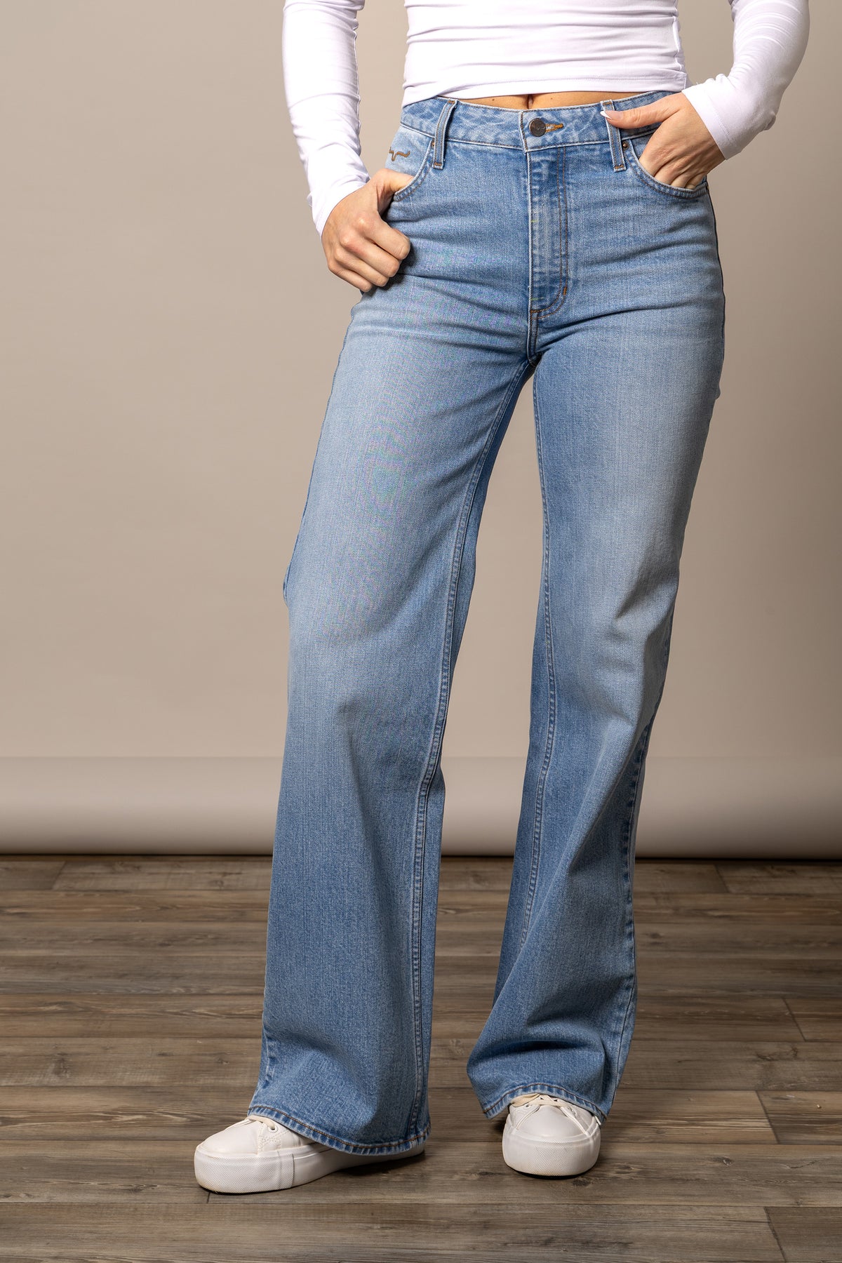 Kimes Ranch Women's Zoey Jeans in light wash denim, featuring classic five-pocket style and a slim fit for casual wear.