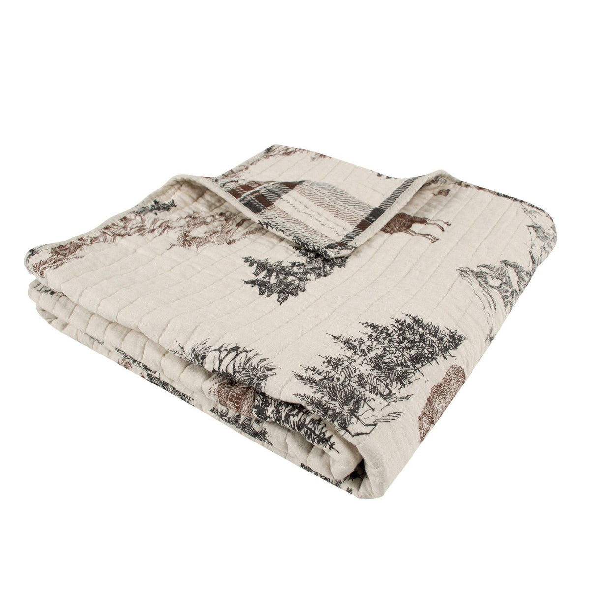 Levtex Home Lodge Toile quilted throw blanket featuring a classic toile pattern in cozy, soft fabric for warm, stylish comfort.
