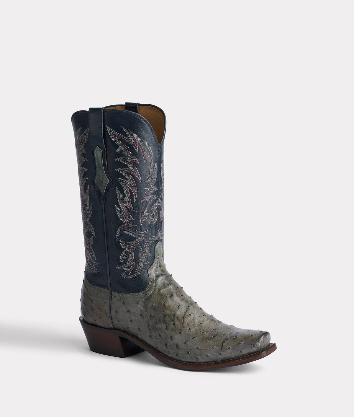 Lucchese Men's Elgin Ostrich Boot, Anthracite – 3/4 front