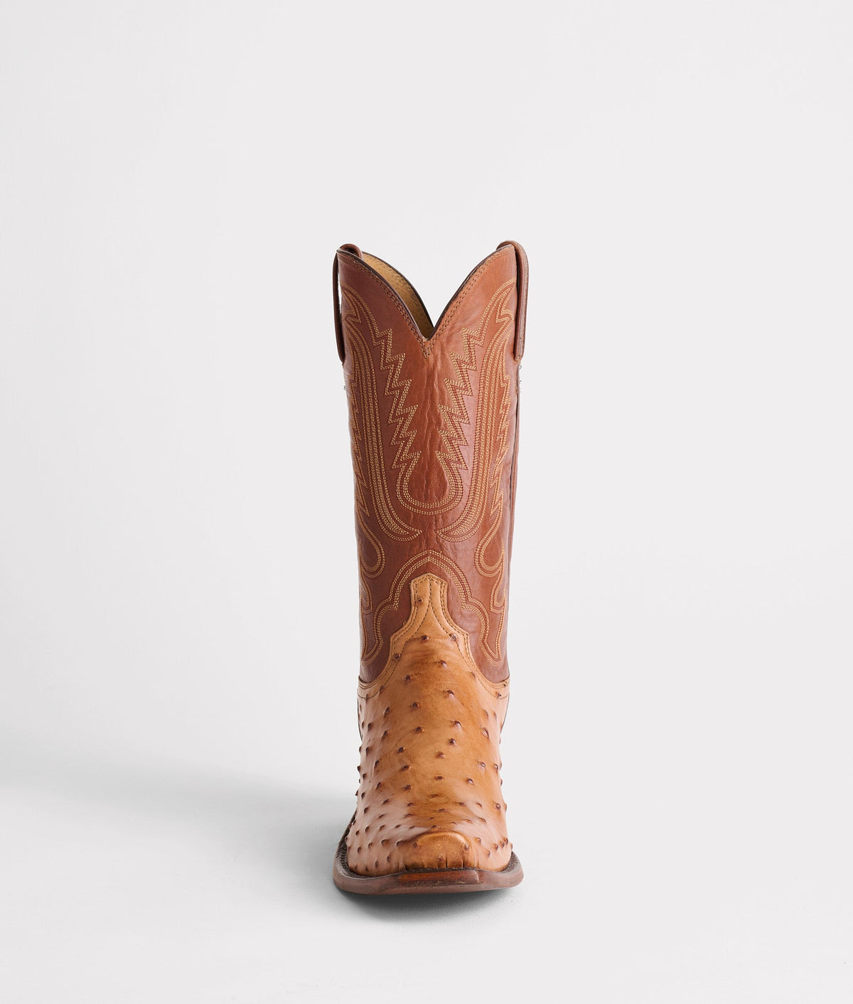 Lucchese Men's Luke Ostrich Boot, Barnwood + Tan – toe