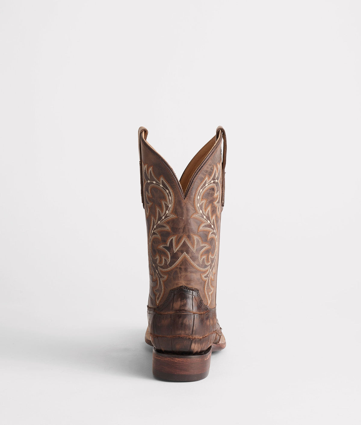 Lucchese Men's Malcolm Alligator Boot, Chocolate + Café Brown – heel