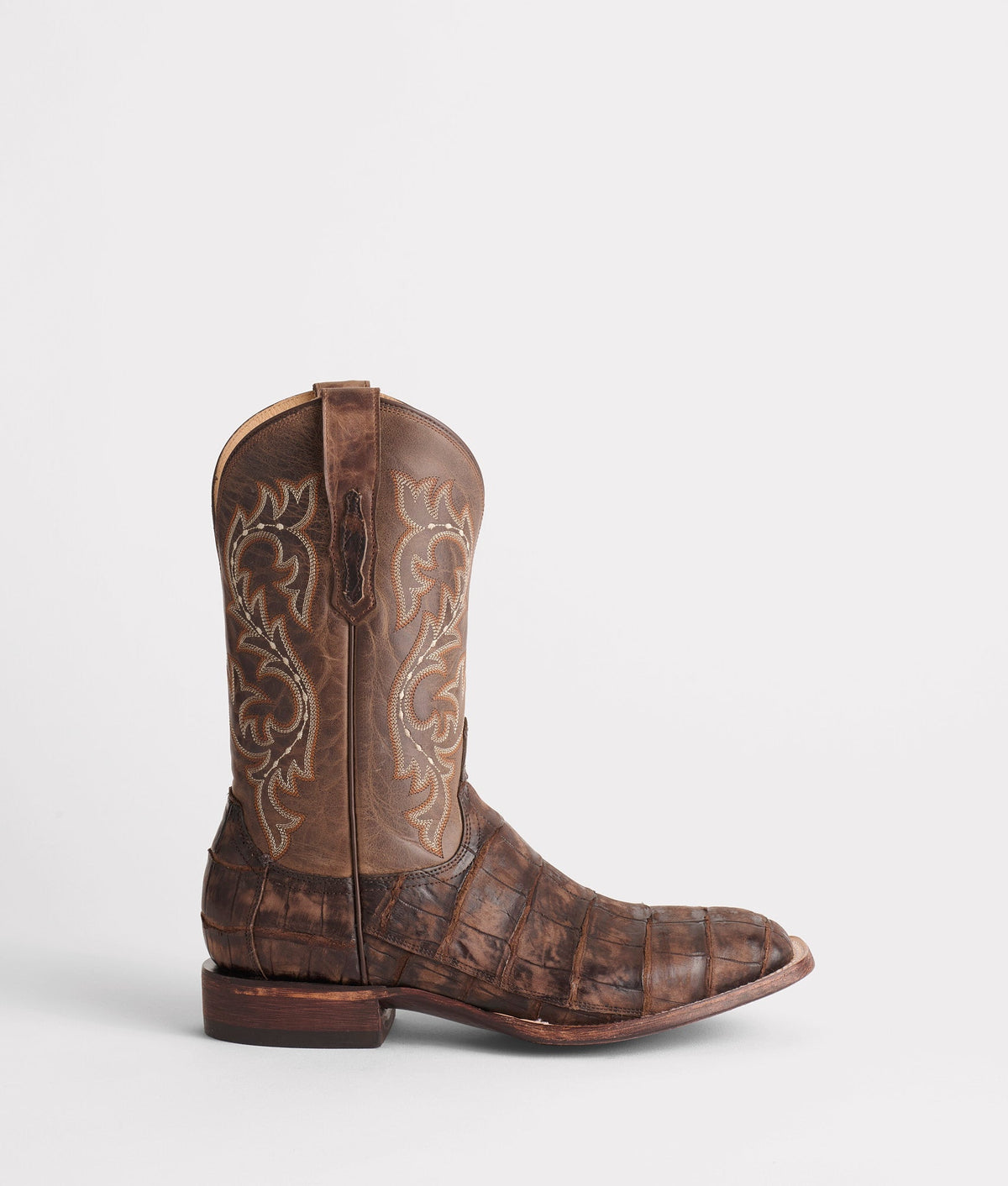 Lucchese Men's Malcolm Alligator Boot, Chocolate + Café Brown – side