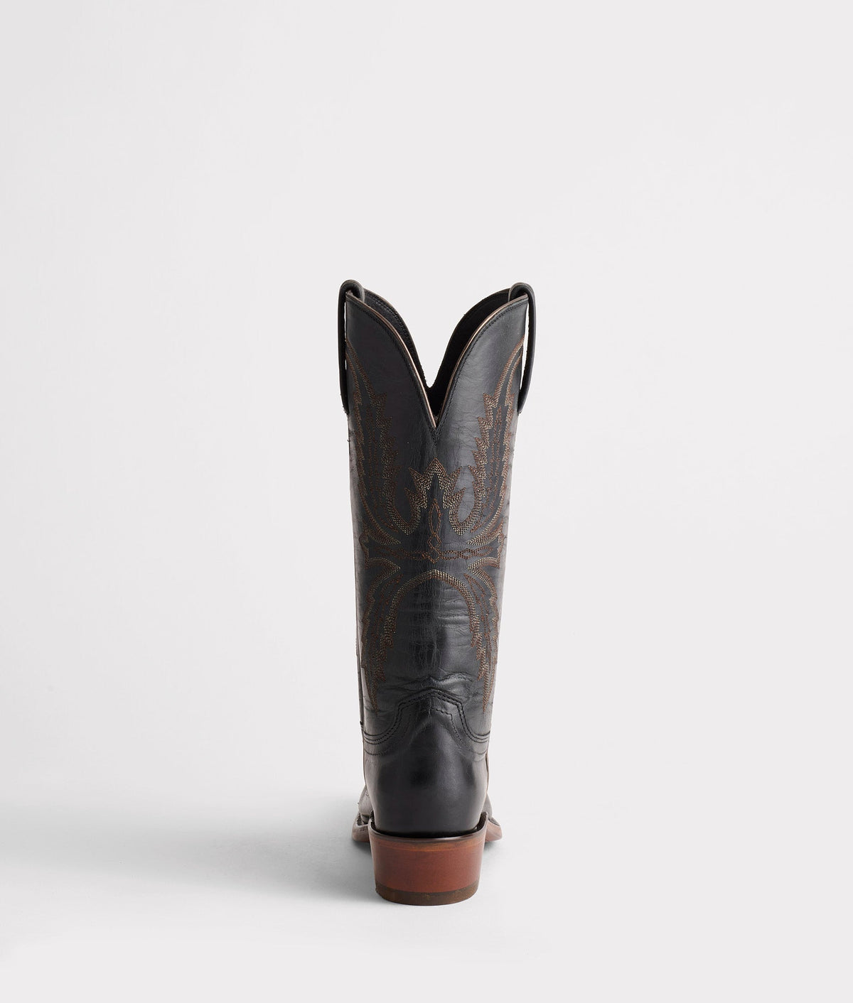 Lucchese Women's Savannah black leather cowboy boots with intricate stitching and pointed toes, stylish Western footwear.