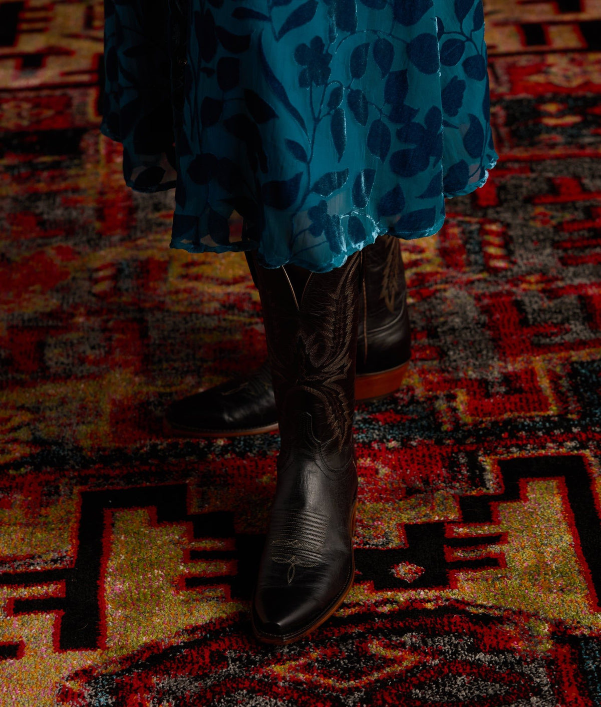 Black Lucchese Women's Savannah boots featuring classic Western style and detailed stitching.