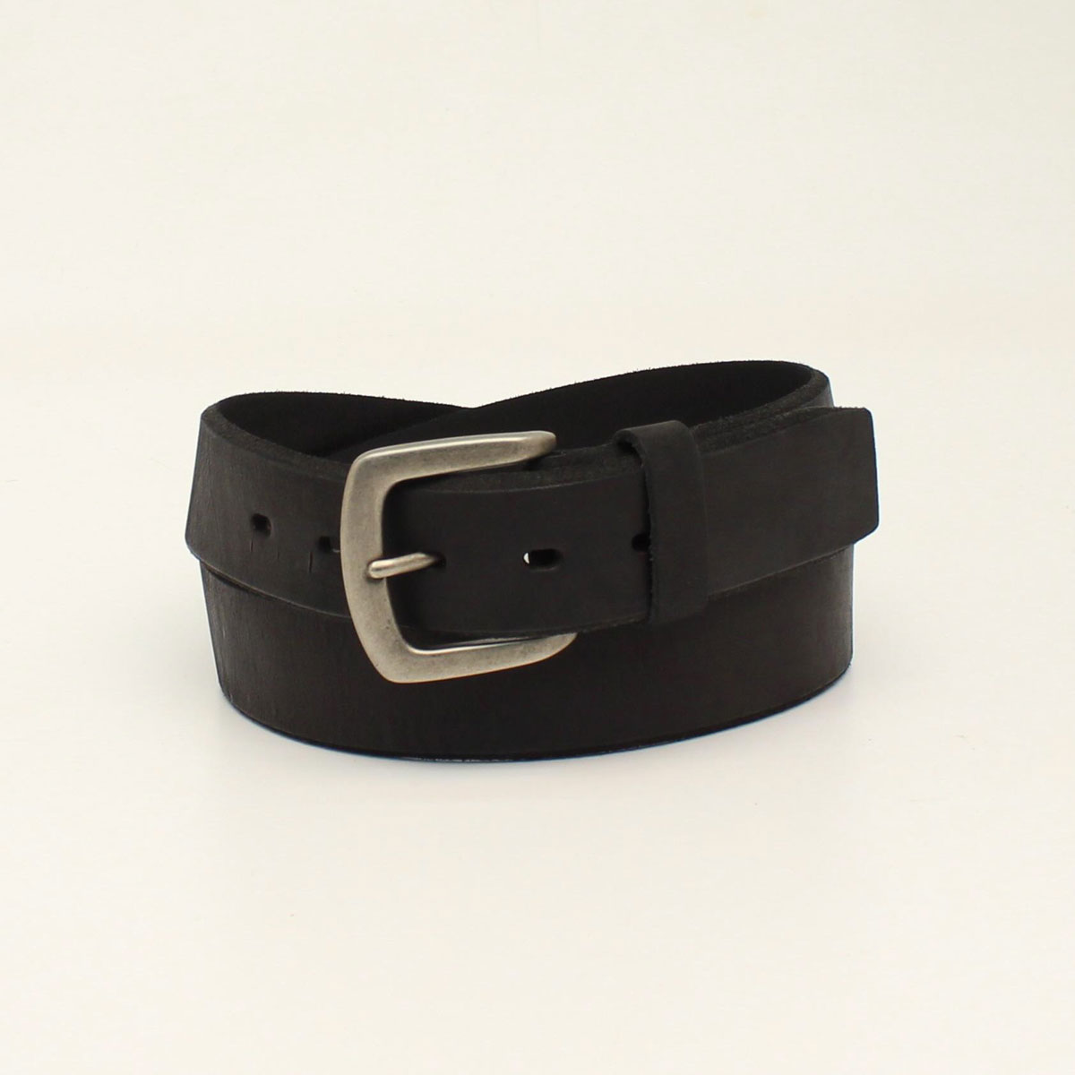 Black Ariat men's belt with 1-1/2 inch beveled edge and embroidered detail, stylish and durable belt for everyday wear.