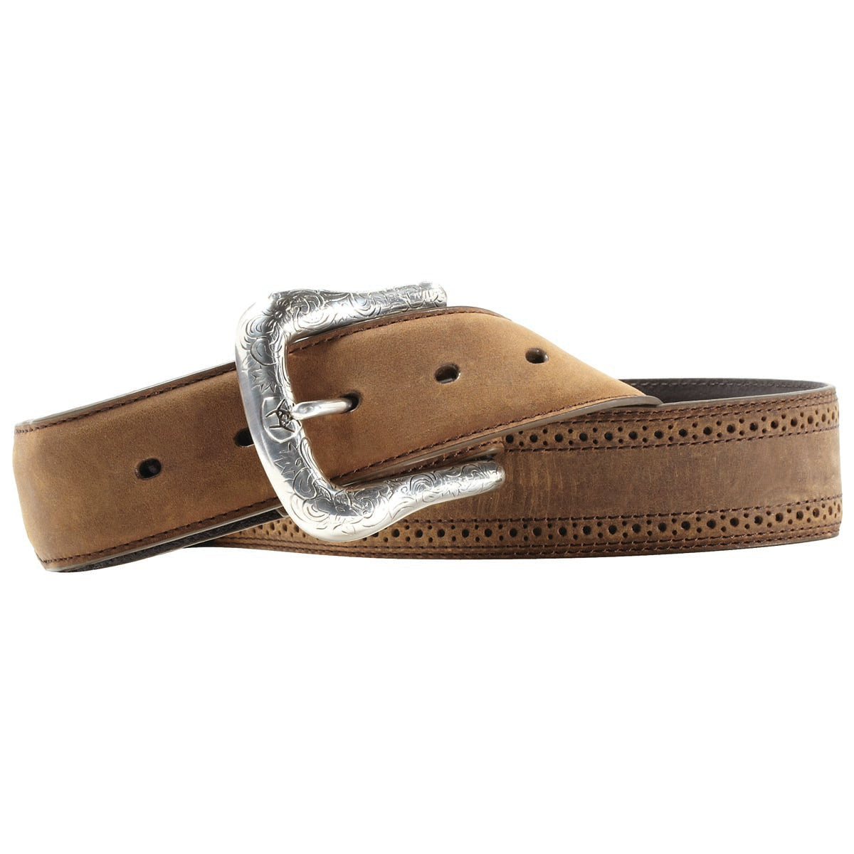 M&F Ariat distressed leather men's Western belt with classic buckle and rugged design, ideal for casual or western-style outfits.