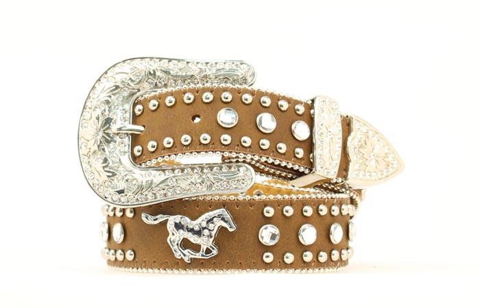 M&F Nocona Kids' fashion horse belt featuring a playful horse design, ideal for children's casual and Western-style outfits.