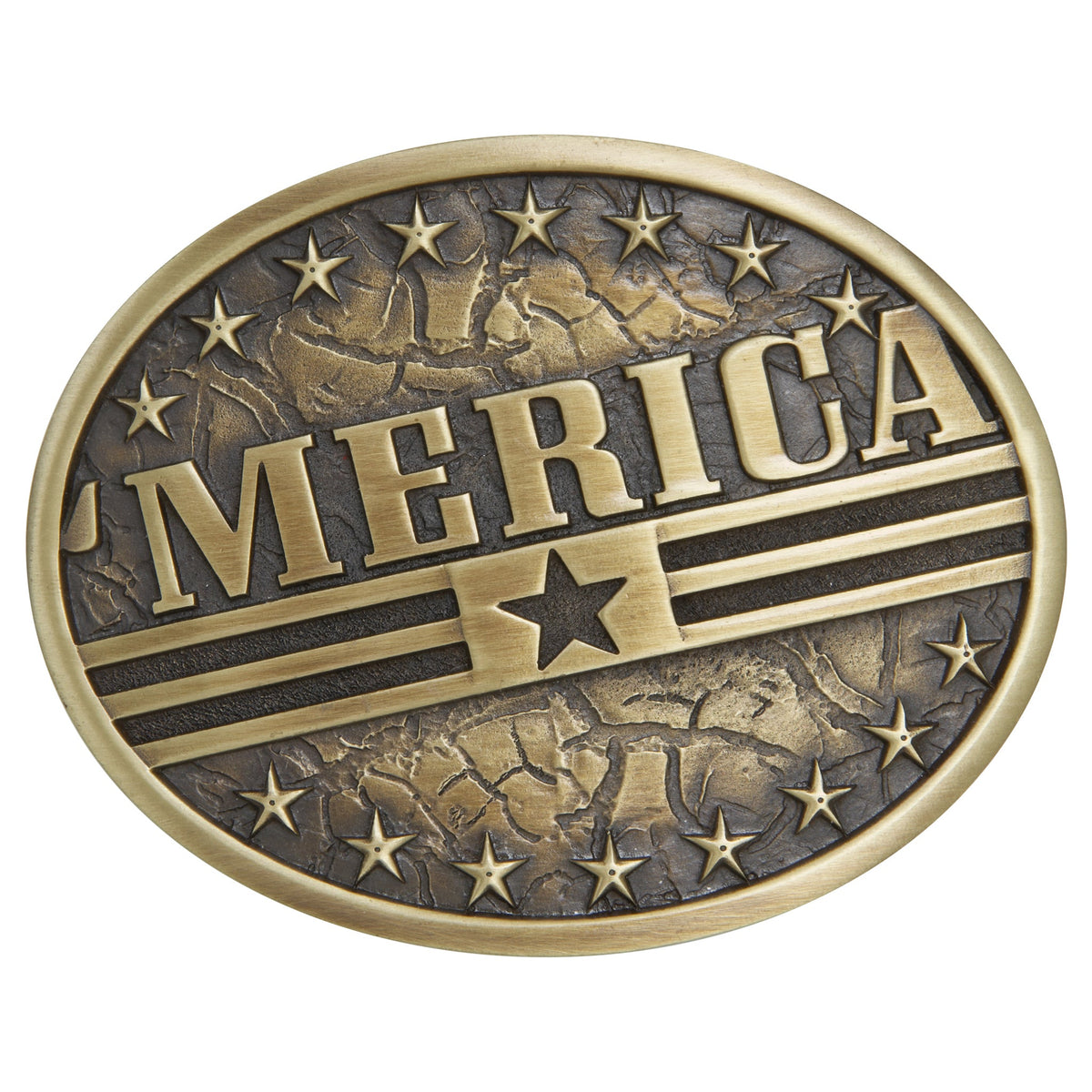 AndWest MERICA Flag Belt Buckle featuring a patriotic American flag design on a metal belt buckle.