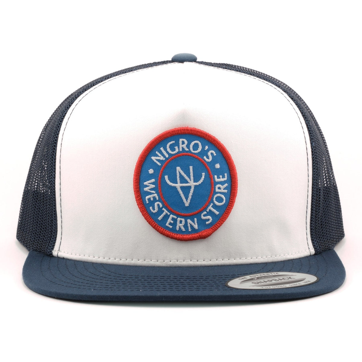 Nigro's Western Store Unisex White Navy Flat Bill NWS-RP - view 1