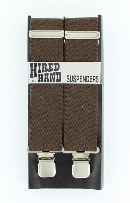 Brown Nocona 48-inch suspenders by M&F, featuring adjustable straps and metal clips for a classic, functional accessory.