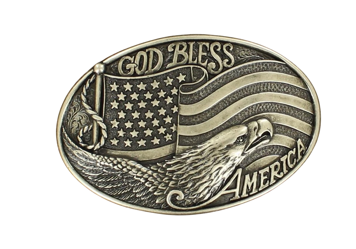 M&F Nocona American Eagle belt buckle featuring a detailed eagle design in silver finish with Western-style accents.