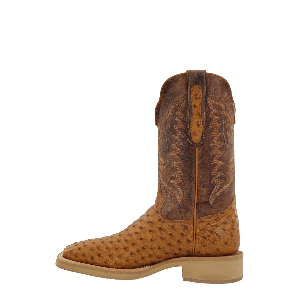 R. Watson Men's Antique Saddle/Tan Full Quill Ostrich Wide Square Toe Boot – inside