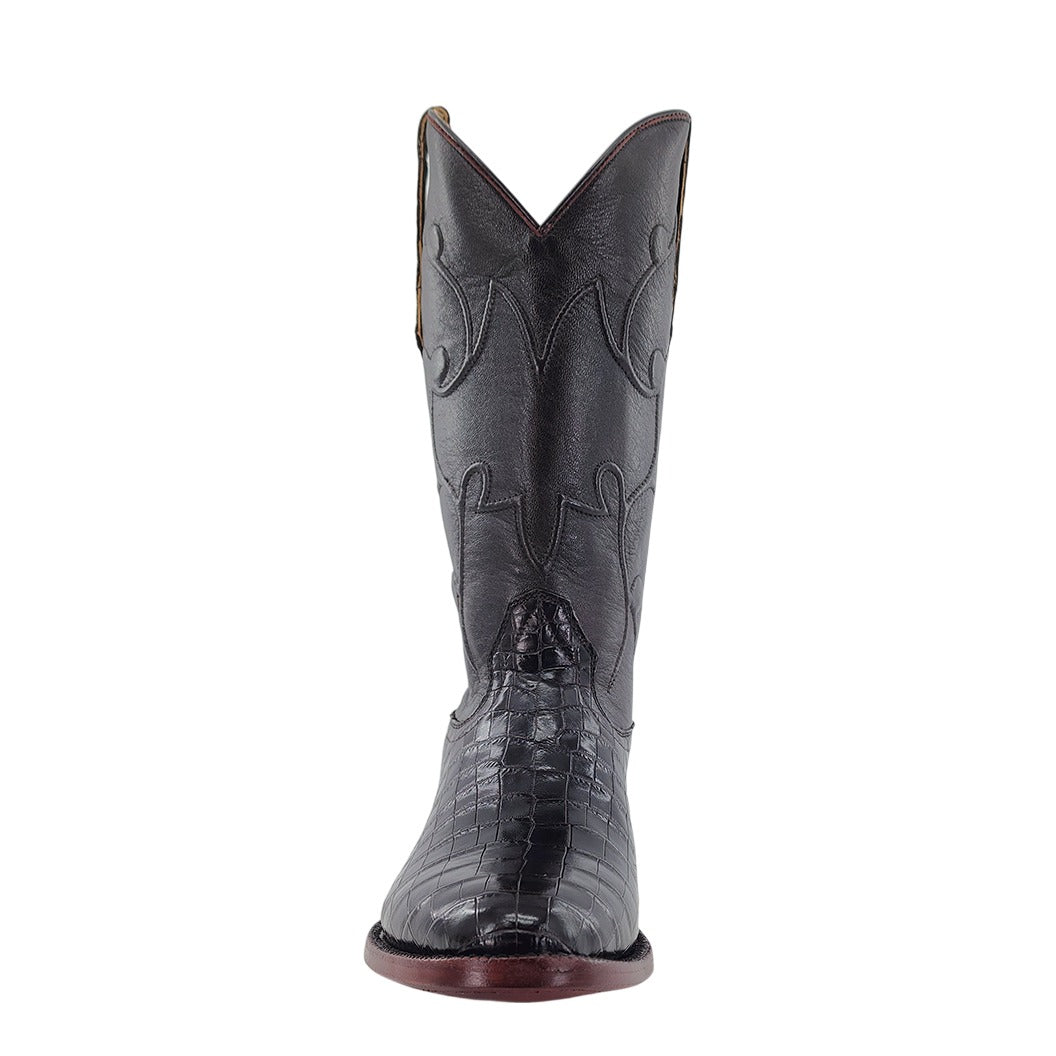 R. Watson Men's Chocolate Nile Crocodile Round Toe Boot – toe