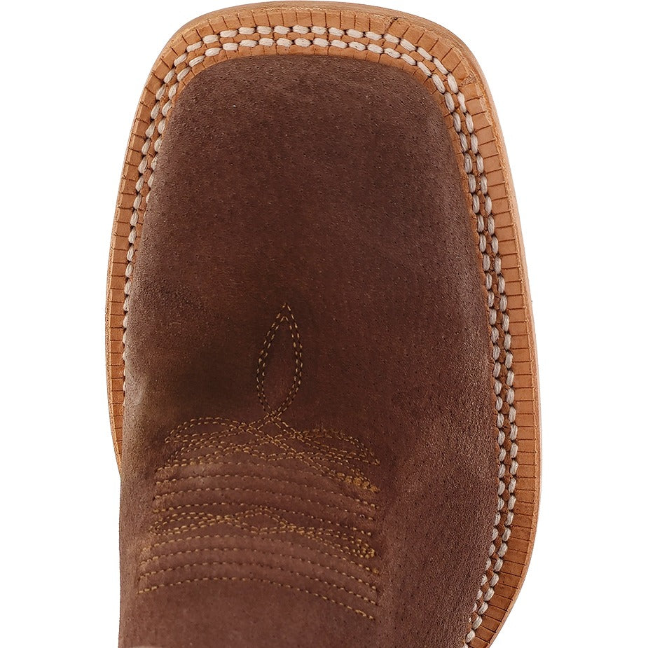 R. Watson Men's Dark Cafe/Lime Green Boar Wide Square Toe Boot – top