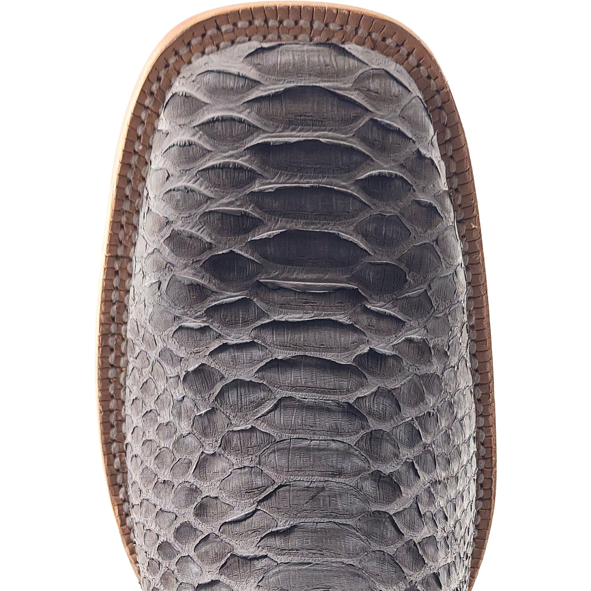 R. Watson Men's Grey/Deep Pacific Back Cut Python Wide Square Toe Boot – top