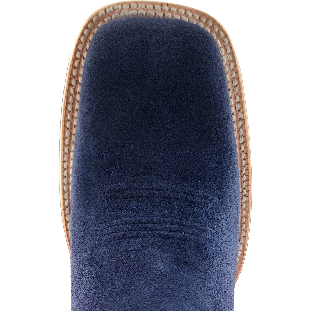 R. Watson Men's Midnight Blue/Winter White Roughout Wide Square Toe Boot – top