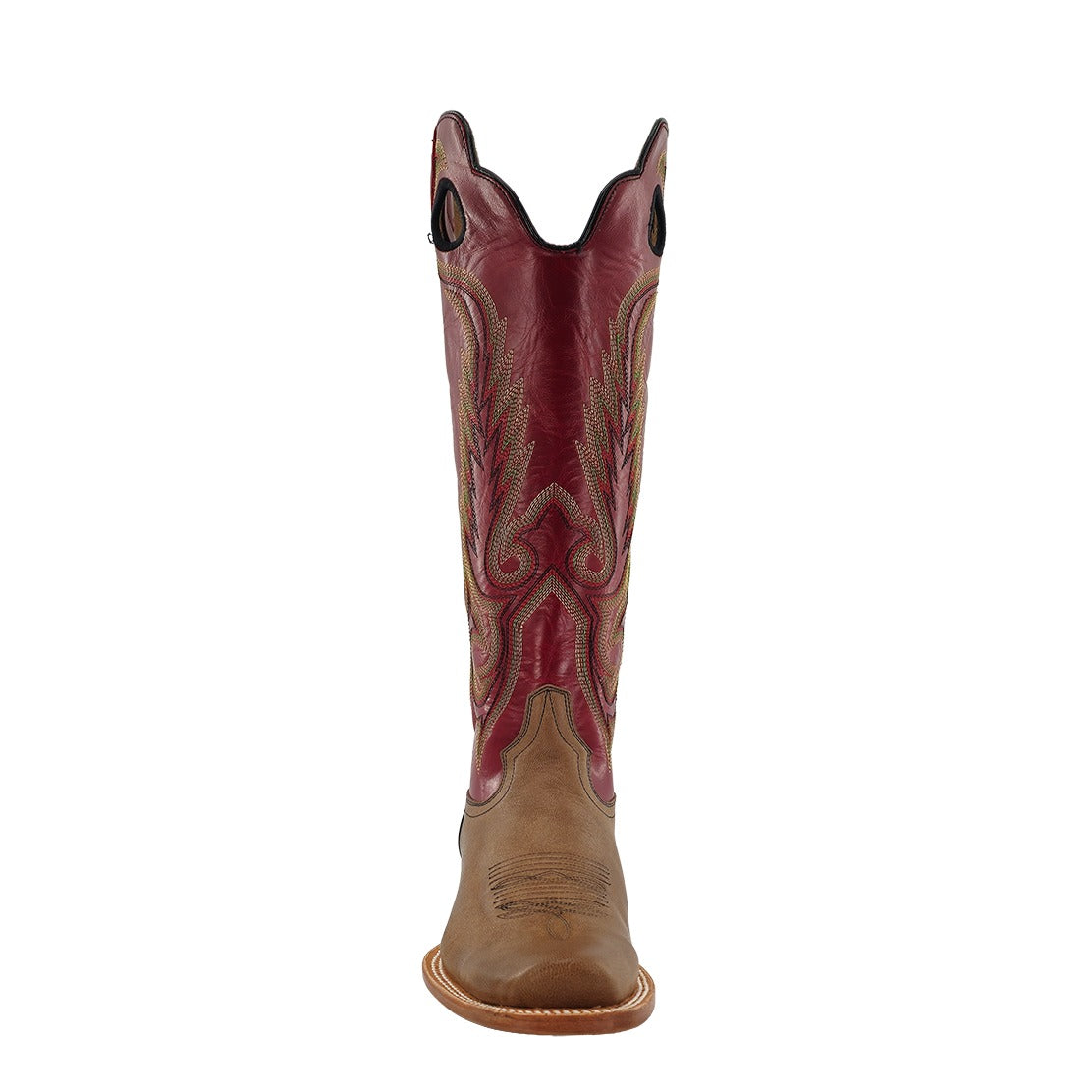 R. Watson Men's Sand/Burgundy Cowhide Narrow Square Toe Boot – toe