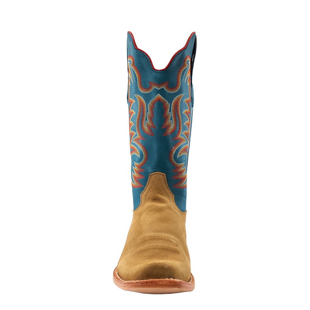 R. Watson Men's Sand/Marine Blue Roughout Narrow Square Toe Boot – toe