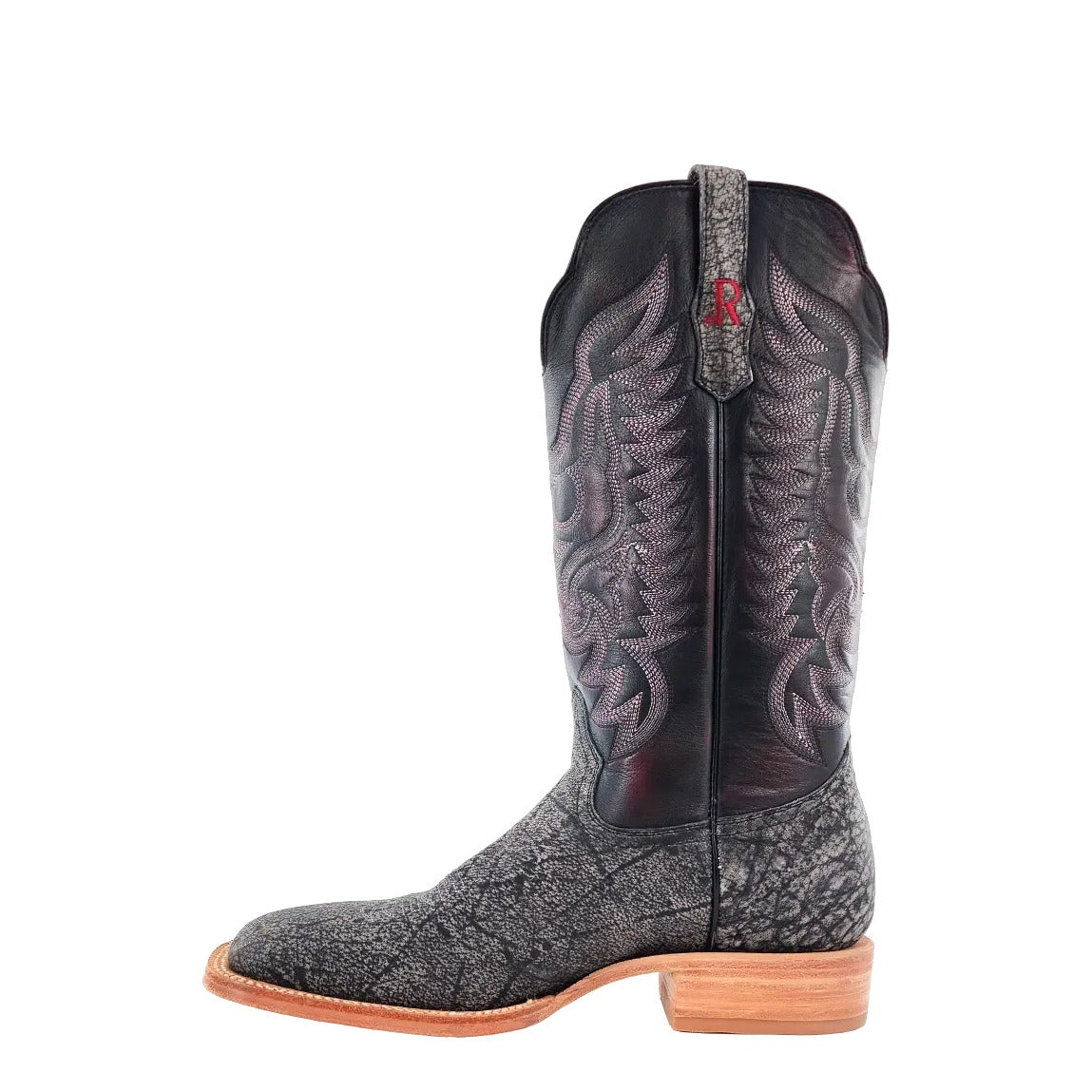 R. Watson Men's Smoke Grey/Black Cherry Cape Buffalo Wide Square Toe Boot – inside