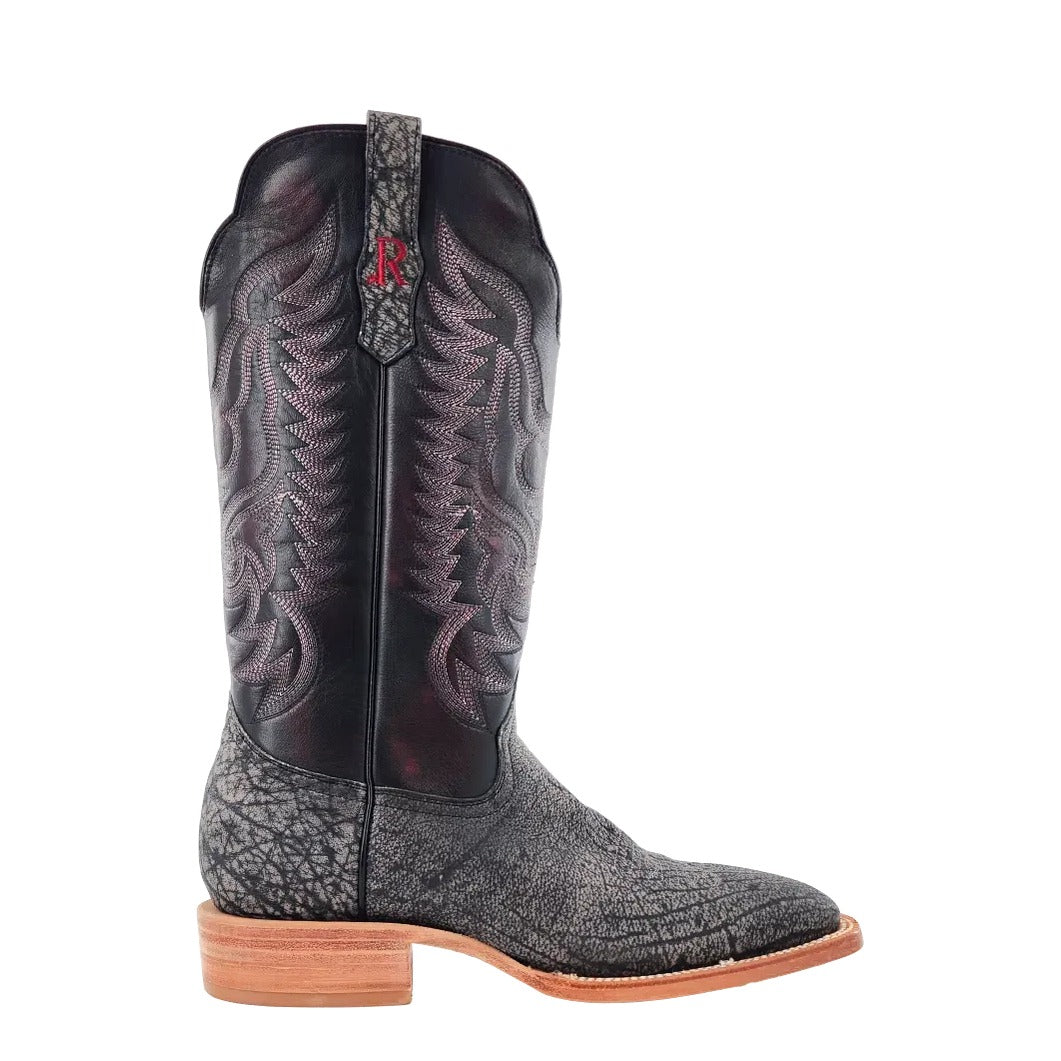 R. Watson Men's Smoke Grey/Black Cherry Cape Buffalo Wide Square Toe Boot – side