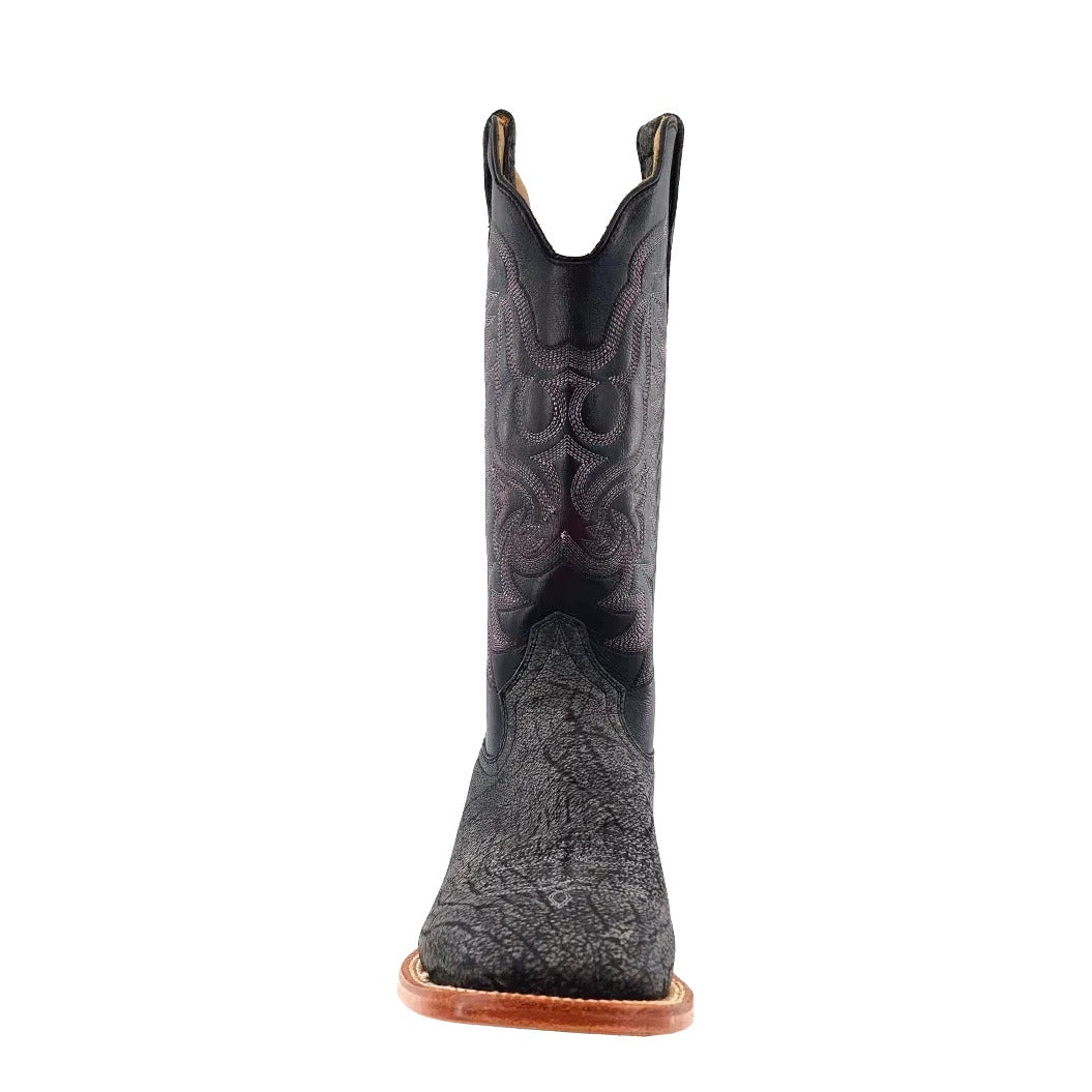 R. Watson Men's Smoke Grey/Black Cherry Cape Buffalo Wide Square Toe Boot – toe