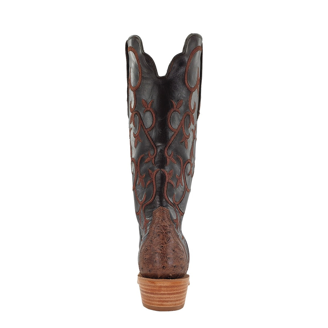 R. Watson Women's Kango Tabac/Chocolate Full Quill Ostrich Cutter Toe Boot – heel