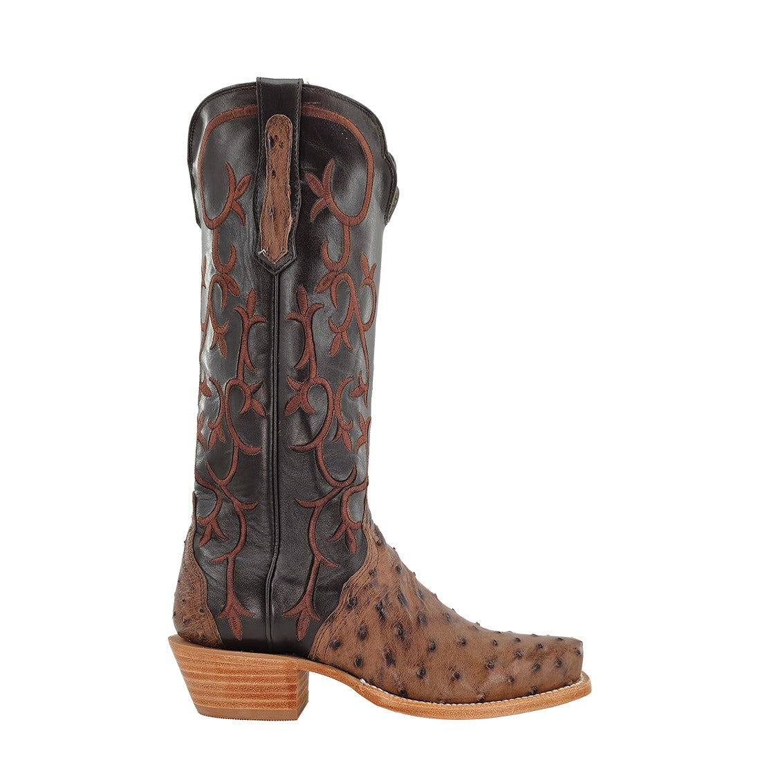 R. Watson Women's Kango Tabac/Chocolate Full Quill Ostrich Cutter Toe Boot – side