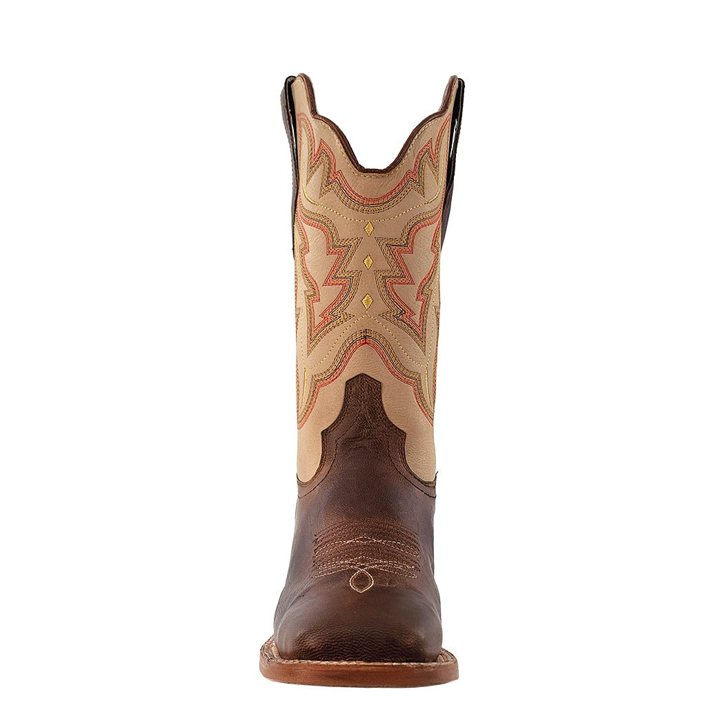 R. Watson Women's Mad Brown/Ivory Goat Wide Square Toe Boot – toe