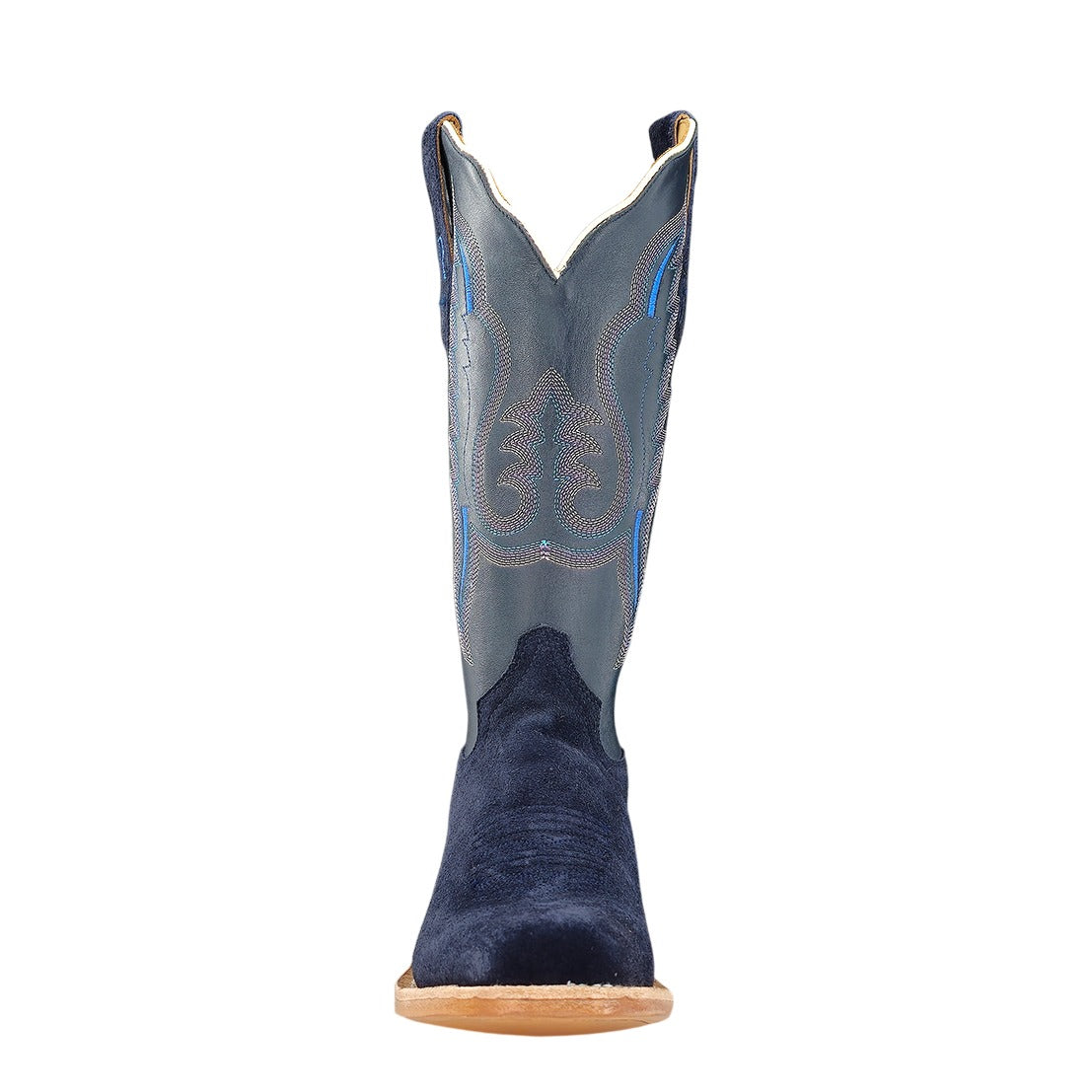 R. Watson Women's Dark Blue/Midnight Blue Roughout Narrow Square Toe Boot – toe