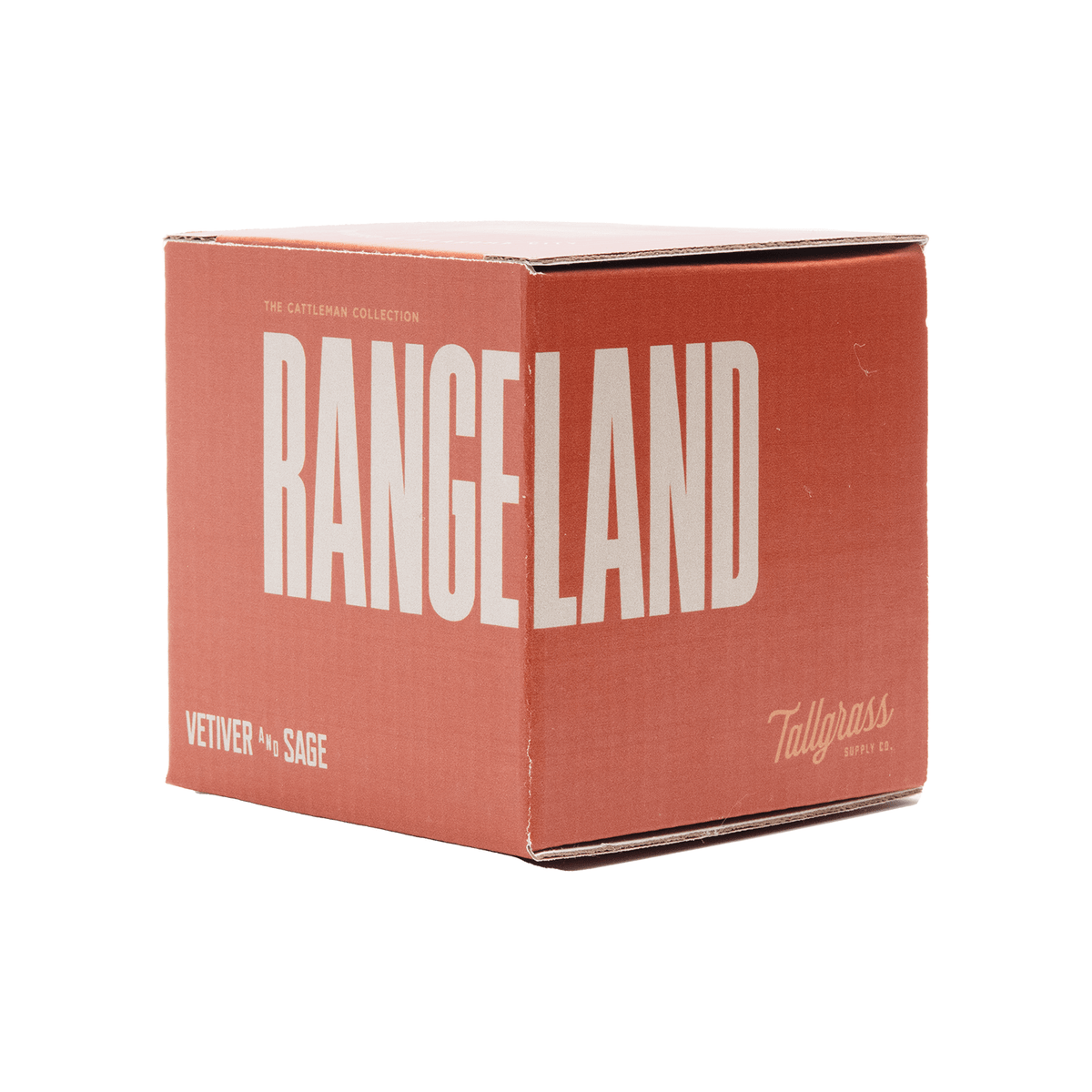 Tallgrass Supply Cattleman Collection Rangeland with vetiver and sage, featuring a rugged, natural scent blend in a stylish container.