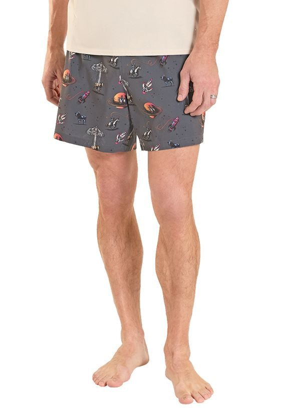 Rock & Roll Denim Men's Space Cowboy Volley Swim Shorts, Charcoal – front