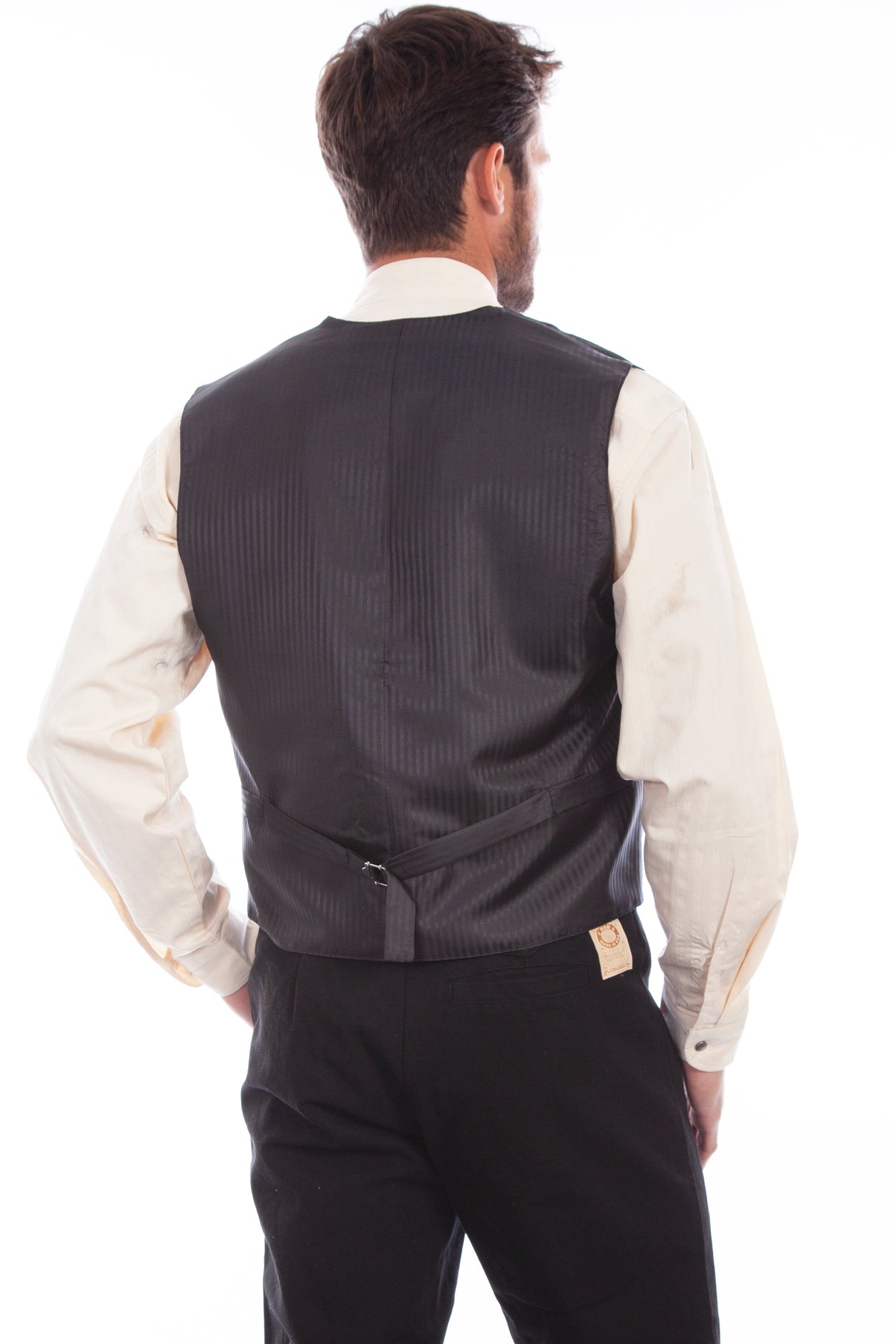 Scully men's classic paisley vest with purple silk back, featuring intricate paisley pattern and tailored fit.