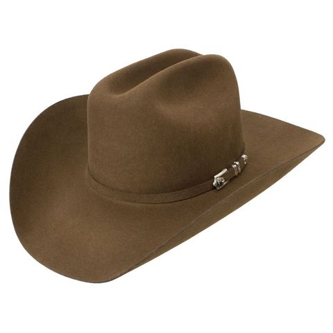 Stetson Men's 4X Apache cowboy hat in mink with wide brim and traditional western design, made of high-quality felt material.