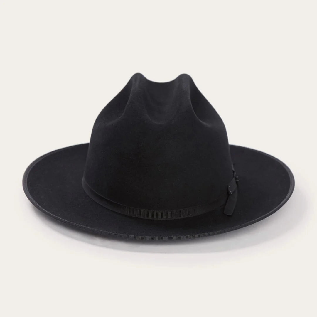 Stetson Men's 6X Open Road cowboy hat in black with wide brim and classic western style, perfect for outdoor wear.
