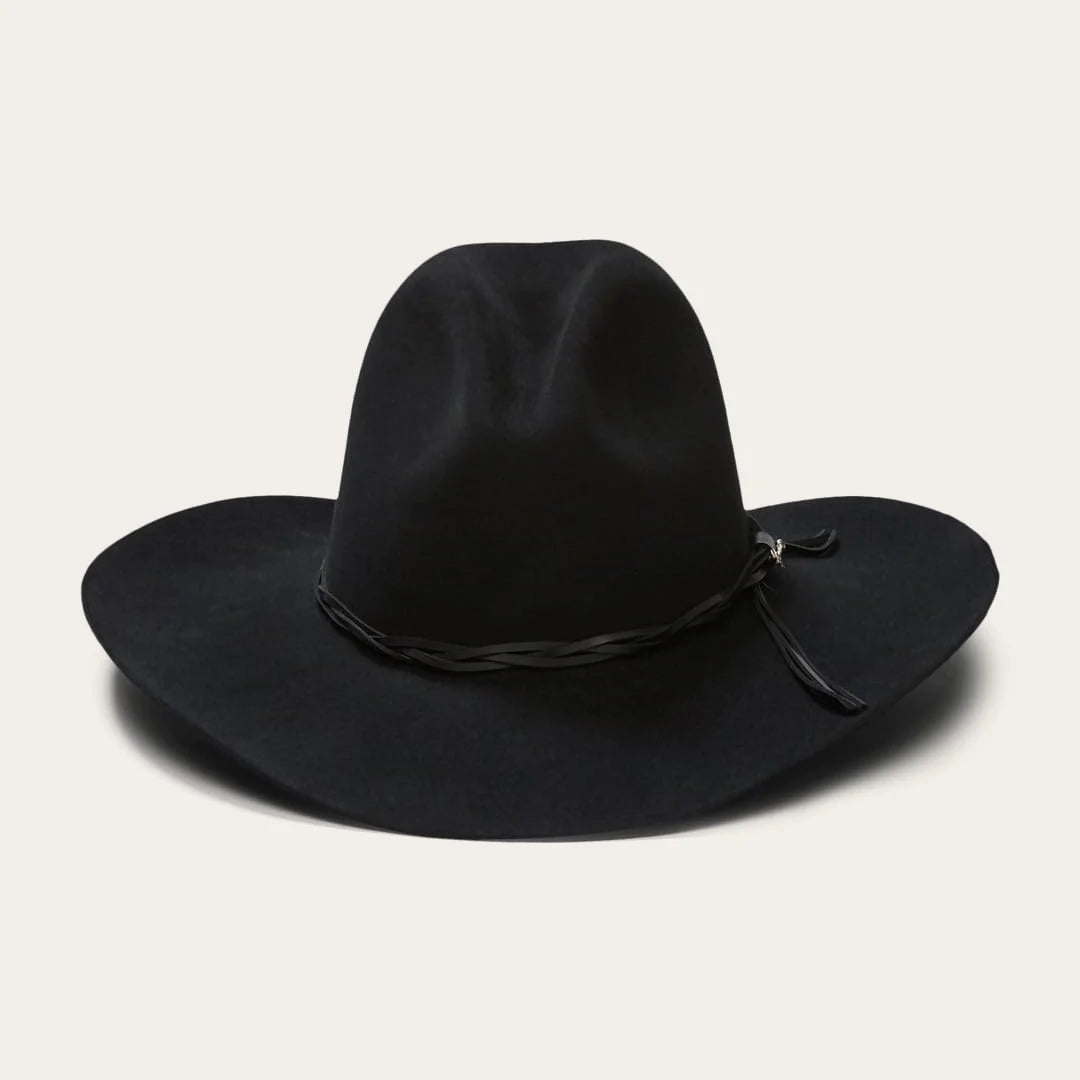 Stetson Men's Gus 6X Black Cowboy Hat with wide brim and classic Western style, made of high-quality felt material.