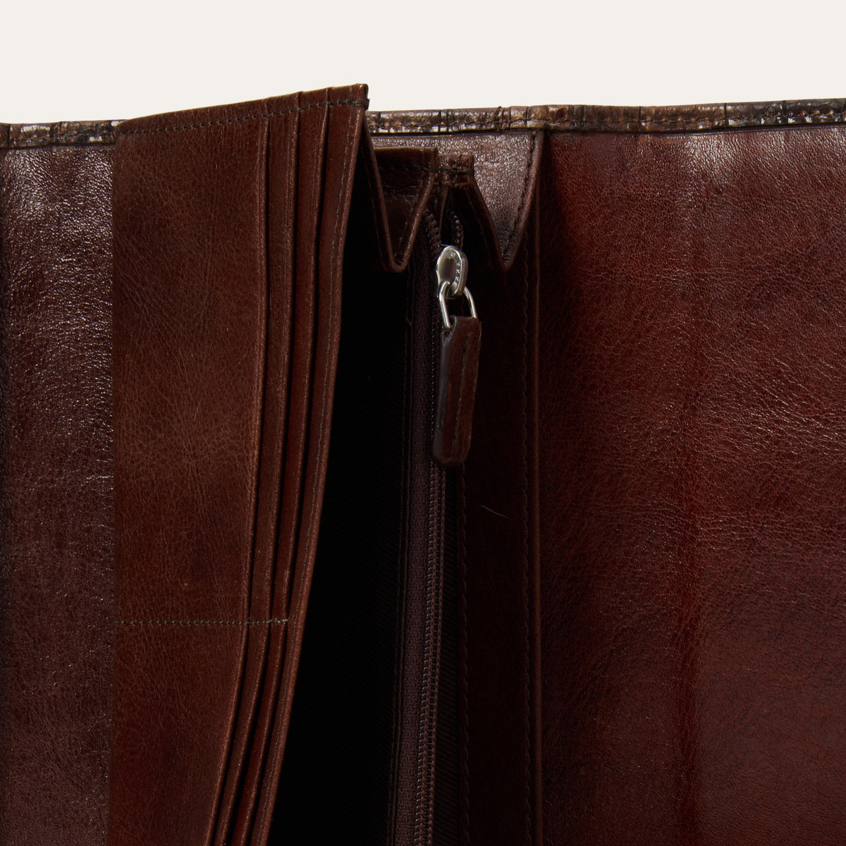 Stetson Women's Croco Embossed Front Flap Wallet, Brown – inside detail