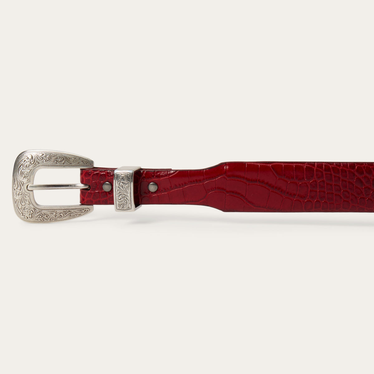Stetson Women's Croco Print Tapered Belt, Red – buckle