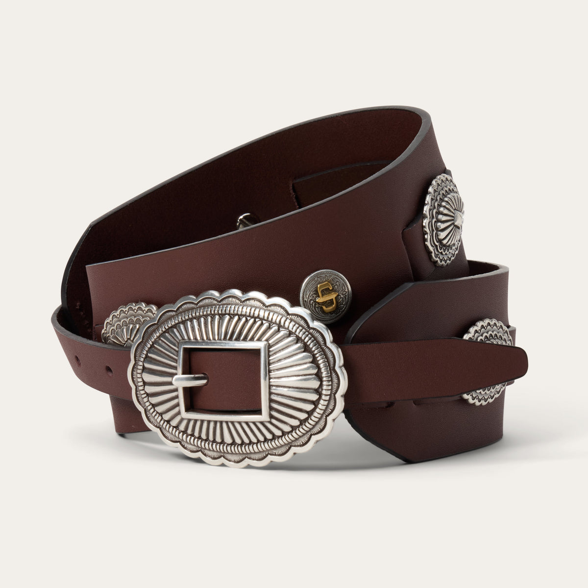 Stetson Women's Southwestern Concho Wide Belt, Brown – front