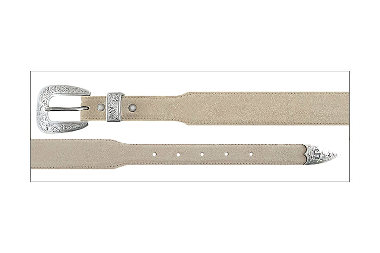 Stetson Women's Suede Tapered Belt, Khaki – full length
