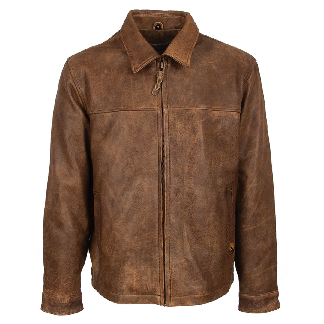 STS Ranchwear Men's Rifleman Leather Jacket, Chestnut – front