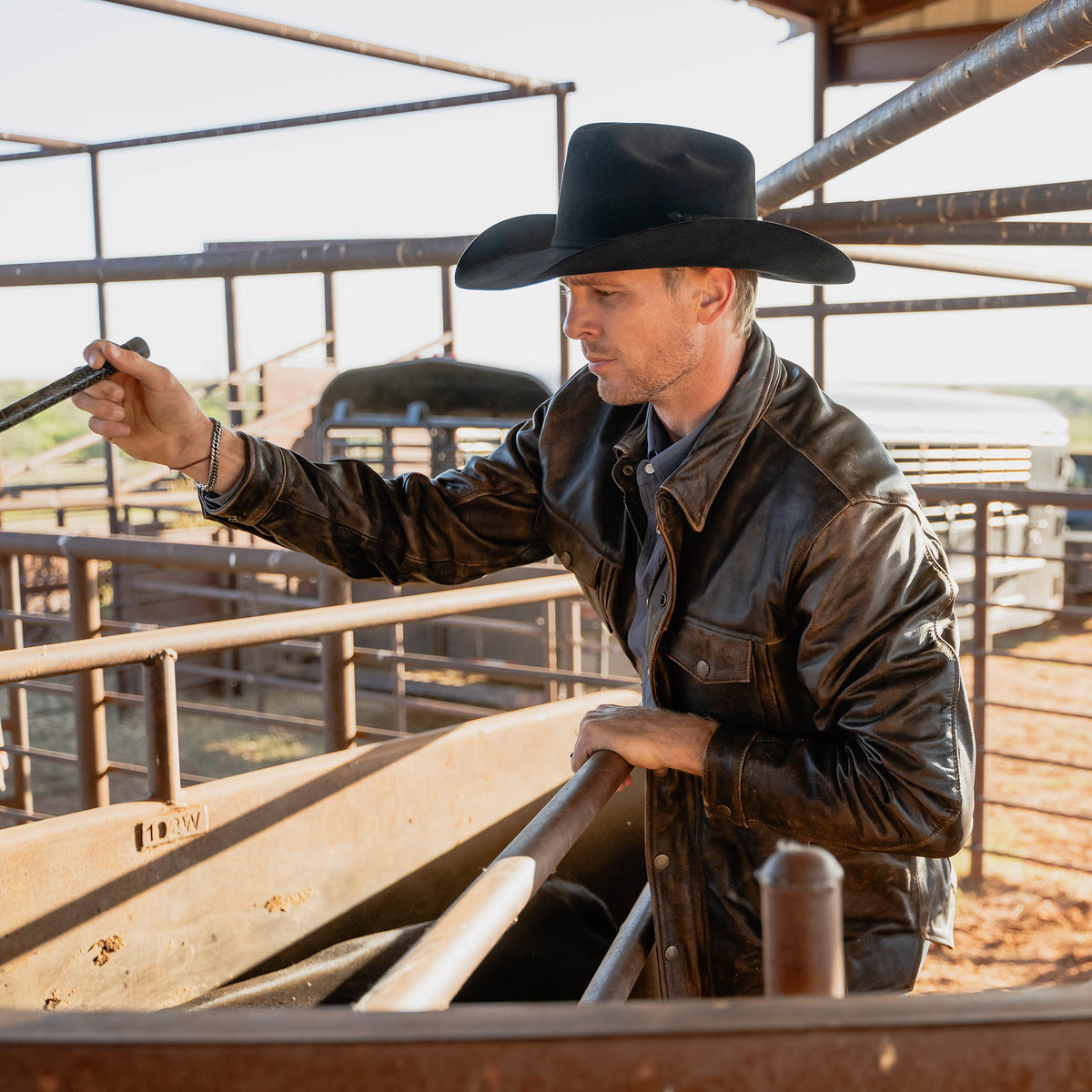 STS Ranchwear Rancher Leather Jacket in antique bronze distressed leather featuring classic Western style and rugged craftsmanship.