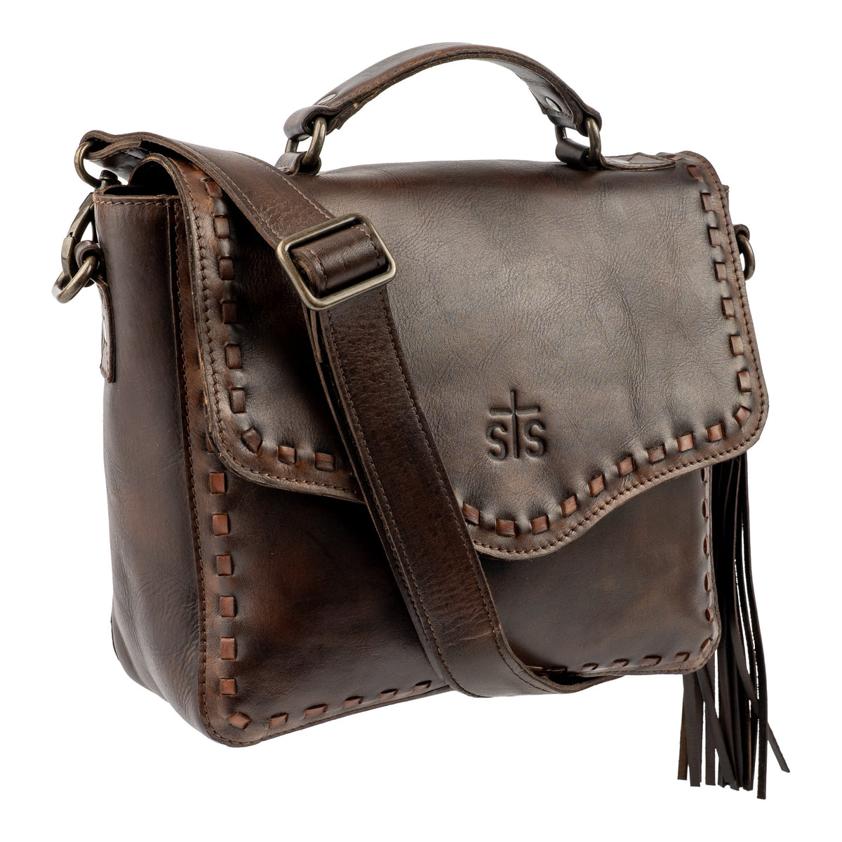 STS Ranchwear Women's Bandera Dakota Crossbody, Chocolate – 3-4 front
