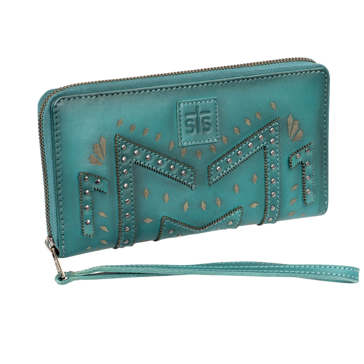STS Ranchwear Women's Wayfarer Juniper Bifold Wallet, Turquoise – angle