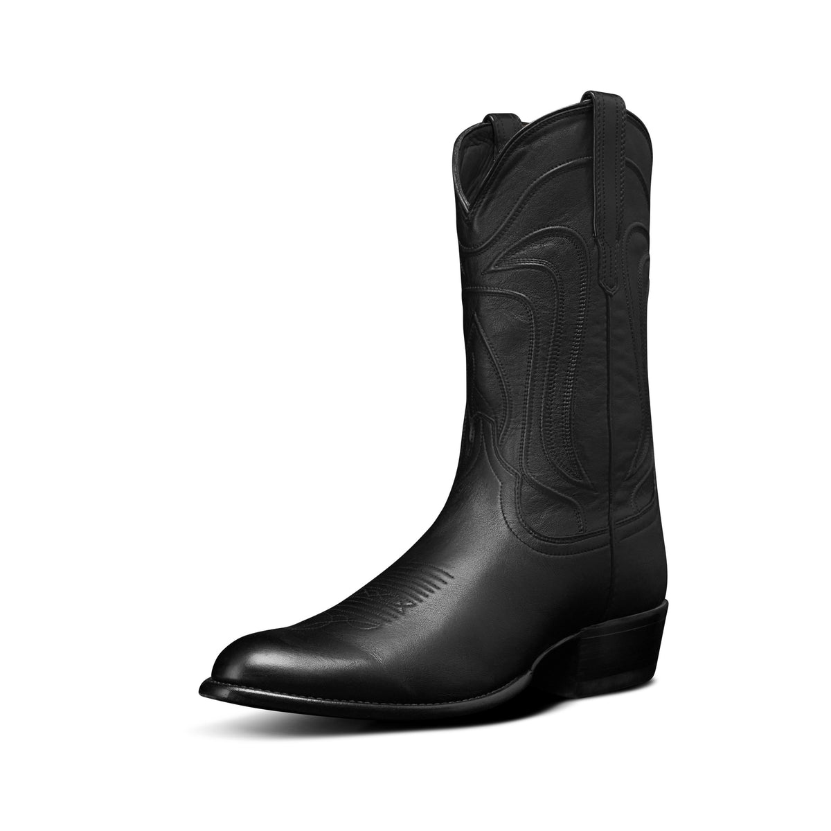 Tecovas Men's The Cartwright Western Boot, Midnight Cowhide – 3-4 front