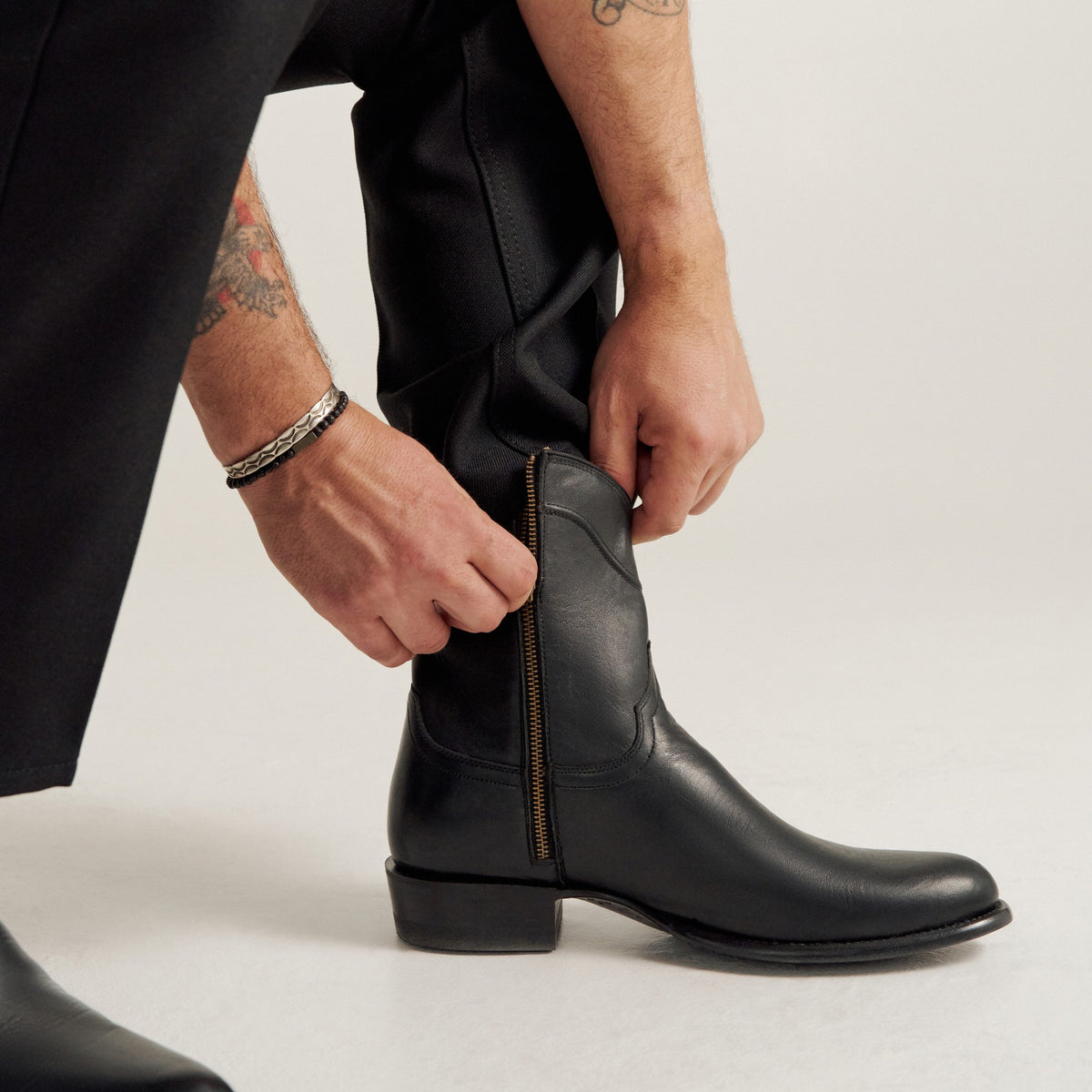 Tecovas Men's The Dean Zip Western Boot, Midnight Cowhide – lifestyle 3